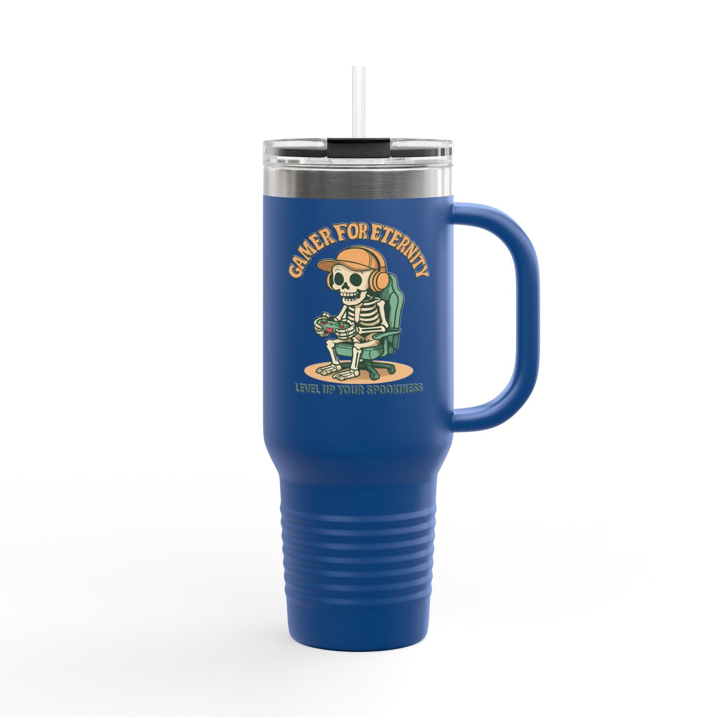 Insulated Travel Mug, Halloween Skeleton Design, 40oz, Perfect for On-the-Go, Party Beverage Container, Spooky Vibes, Travel Mug
