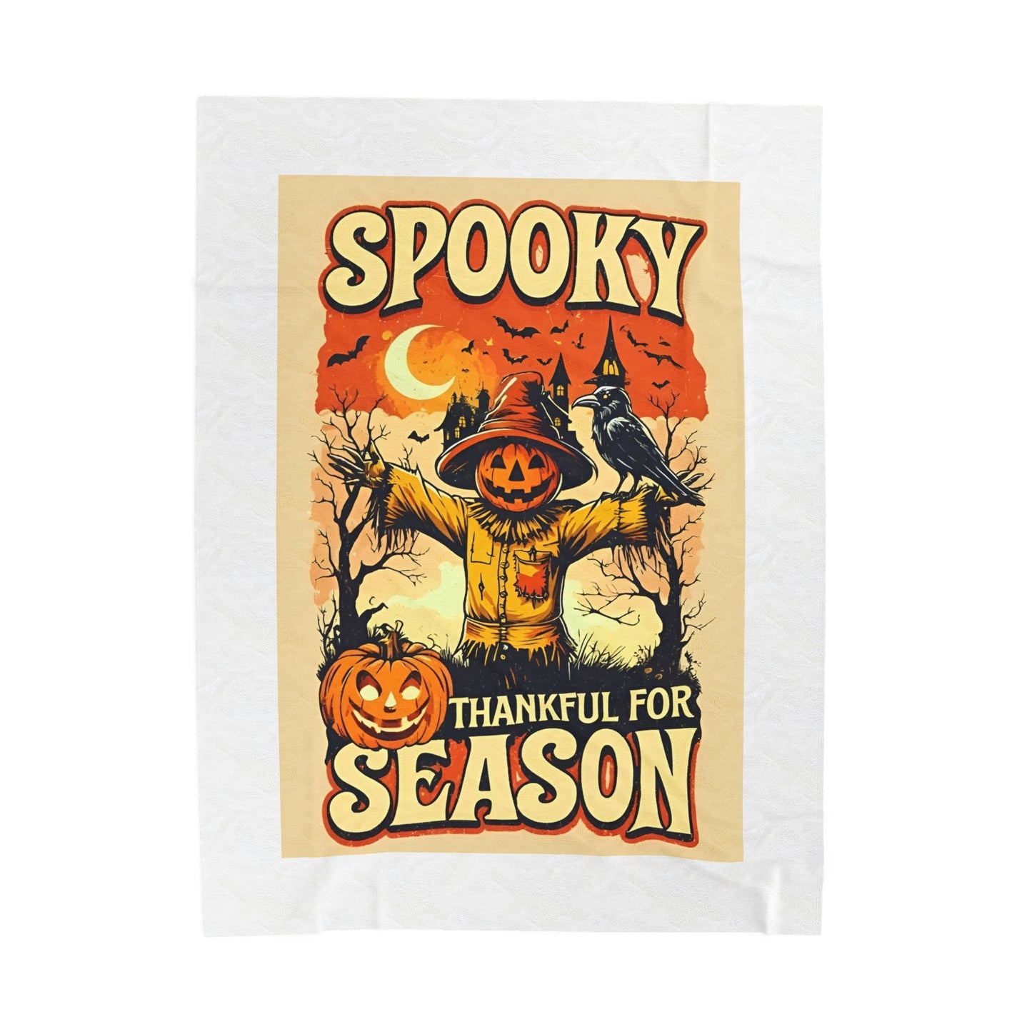 Spooky Thankful for the Season  – Halloween Pumpkin Scarecrow Poster | Autumn Fall Décor Blanket