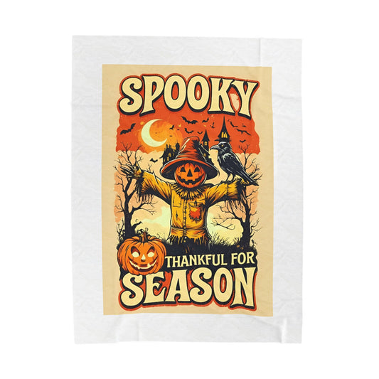 Spooky Thankful for the Season  – Halloween Pumpkin Scarecrow Poster | Autumn Fall Décor Blanket