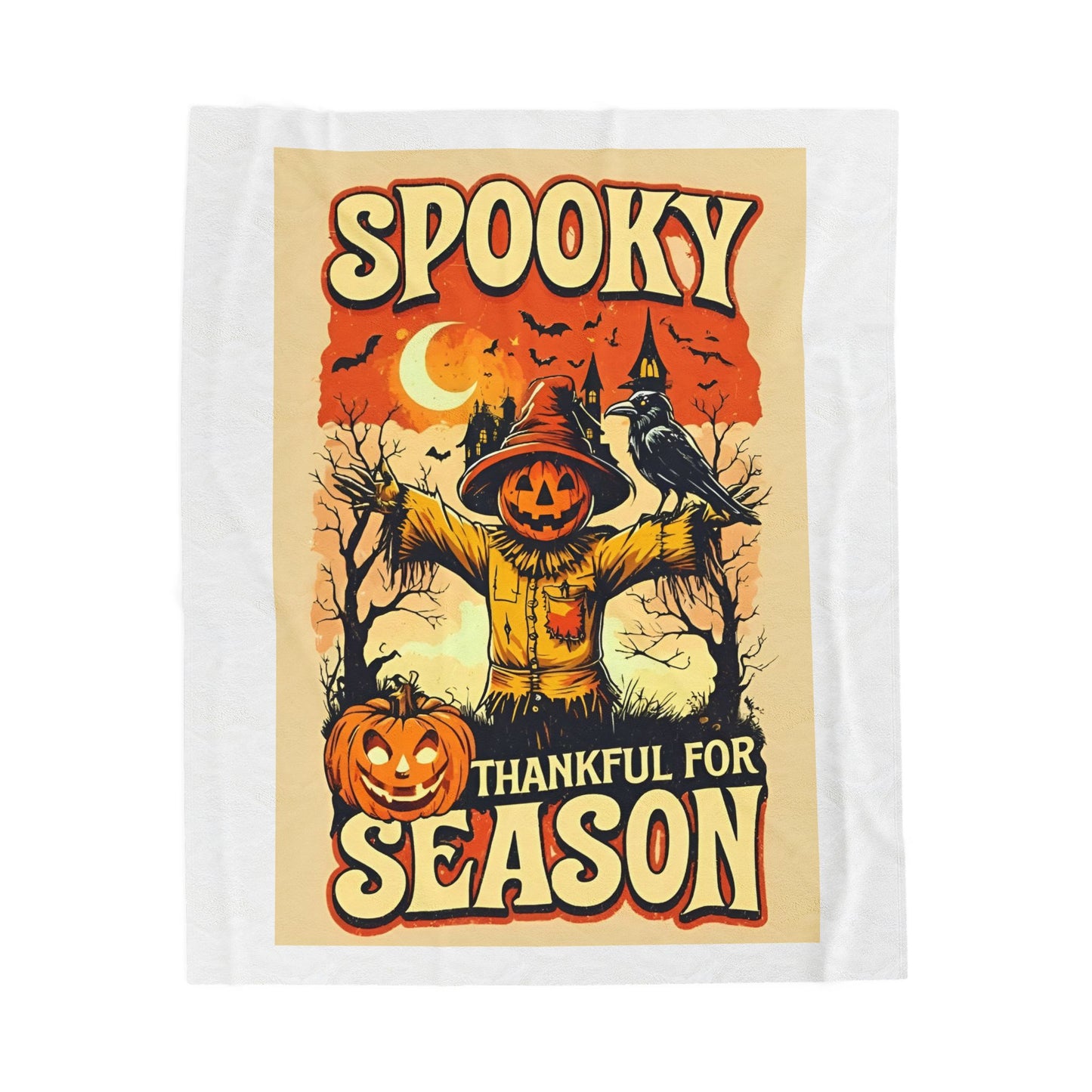Spooky Thankful for the Season  – Halloween Pumpkin Scarecrow Poster | Autumn Fall Décor Blanket