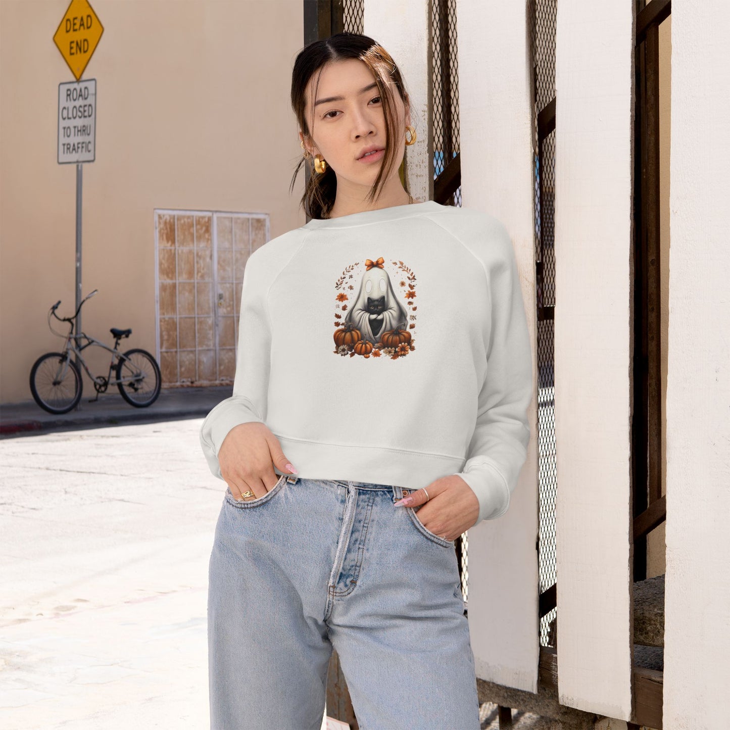 Cute Ghost and Black Cat Halloween T-Shirt | Cozy Fall Pumpkin Shirt | Spooky Season Aesthetic Apparel Gift for Halloween Lovers