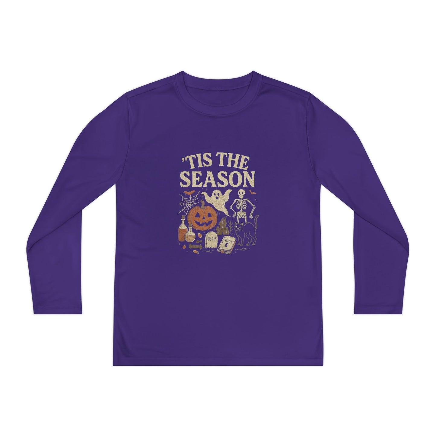 ‘Tis the Season Halloween  | Vintage Spooky Season Shirt with Ghost, Skeleton & Pumpkin | Retro Halloween Graphic Tee for Fall