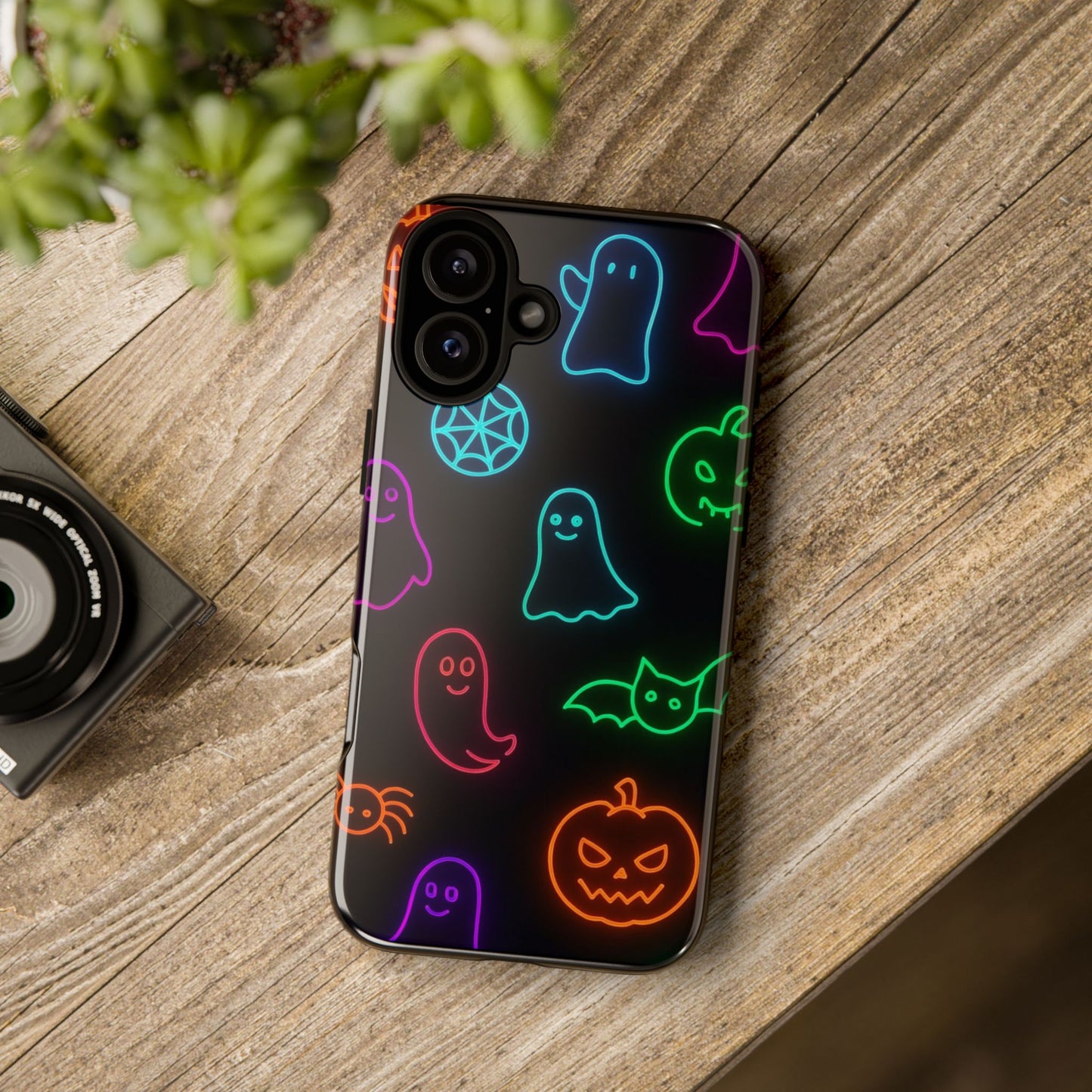 Neon Halloween Pattern | Cute Ghosts, Pumpkins & Bats Glow Design Phone Cases
