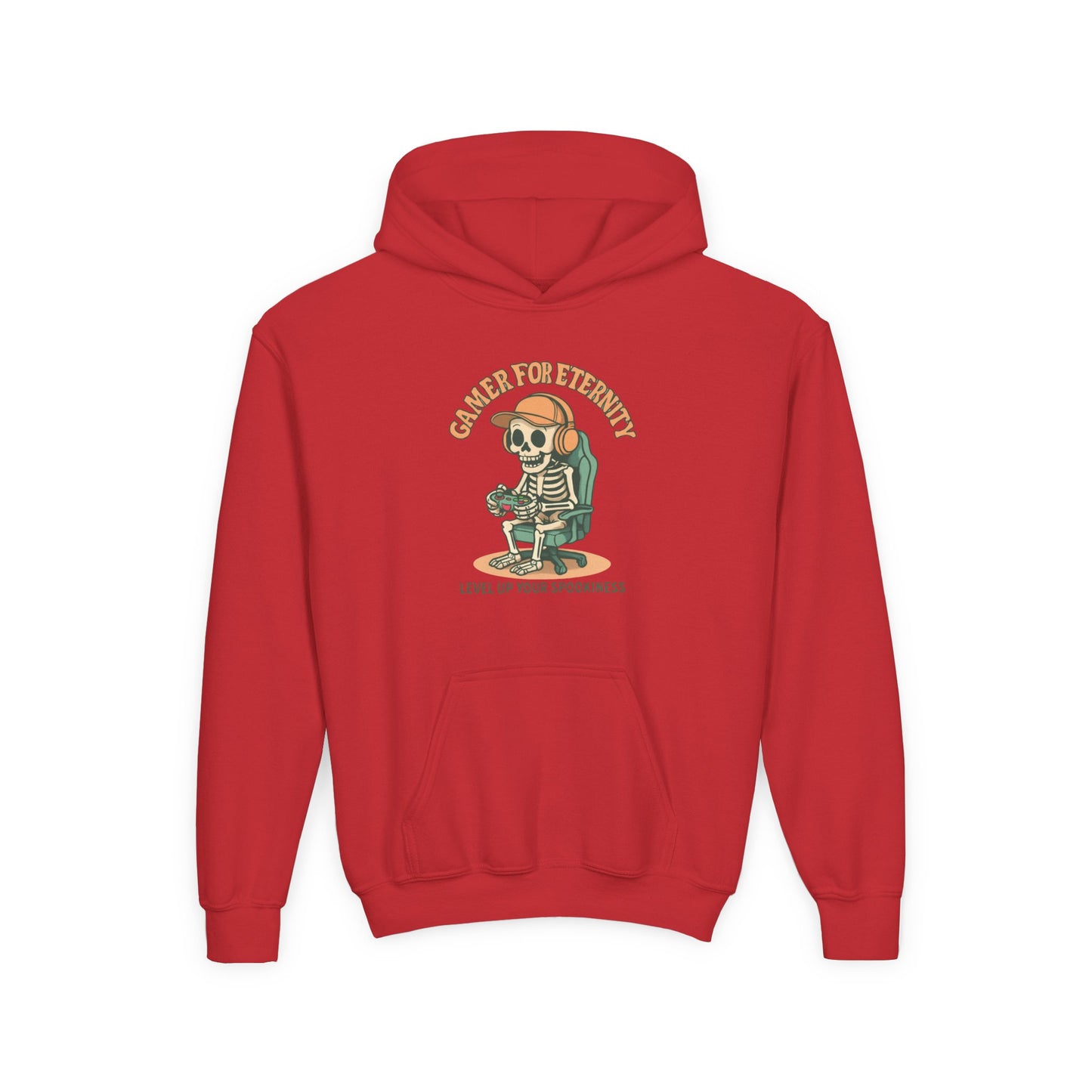 Cool Skeleton Gamer Youth Hoodie, Casual Streetwear, Perfect for Gamers, Halloween, Birthday, and Everyday Wear, Kids Hoodies