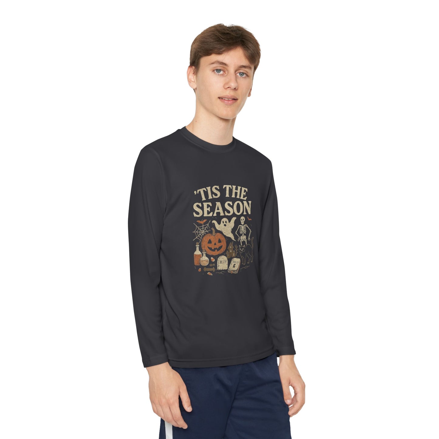 ‘Tis the Season Halloween  | Vintage Spooky Season Shirt with Ghost, Skeleton & Pumpkin | Retro Halloween Graphic Tee for Fall