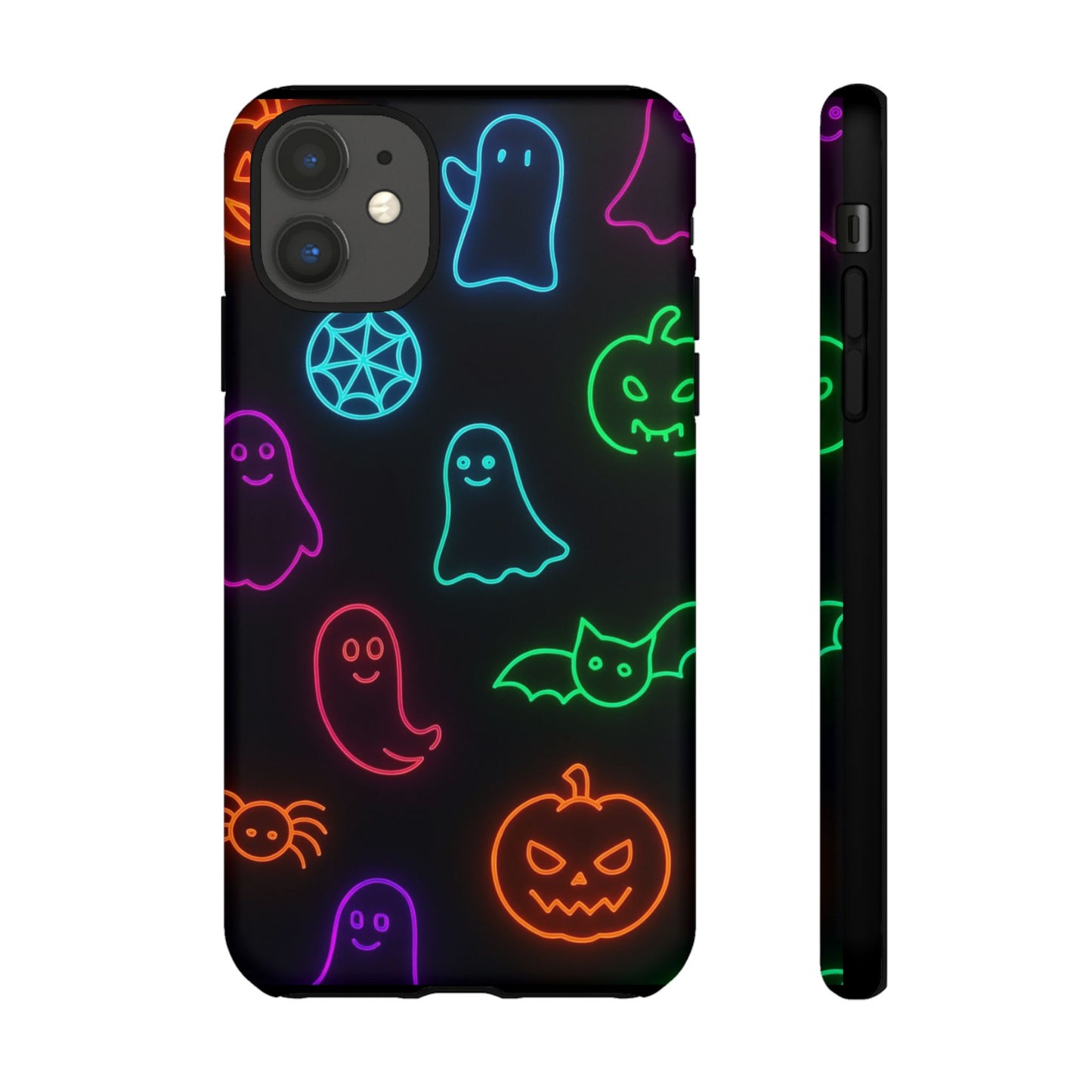 Neon Halloween Pattern | Cute Ghosts, Pumpkins & Bats Glow Design Phone Cases