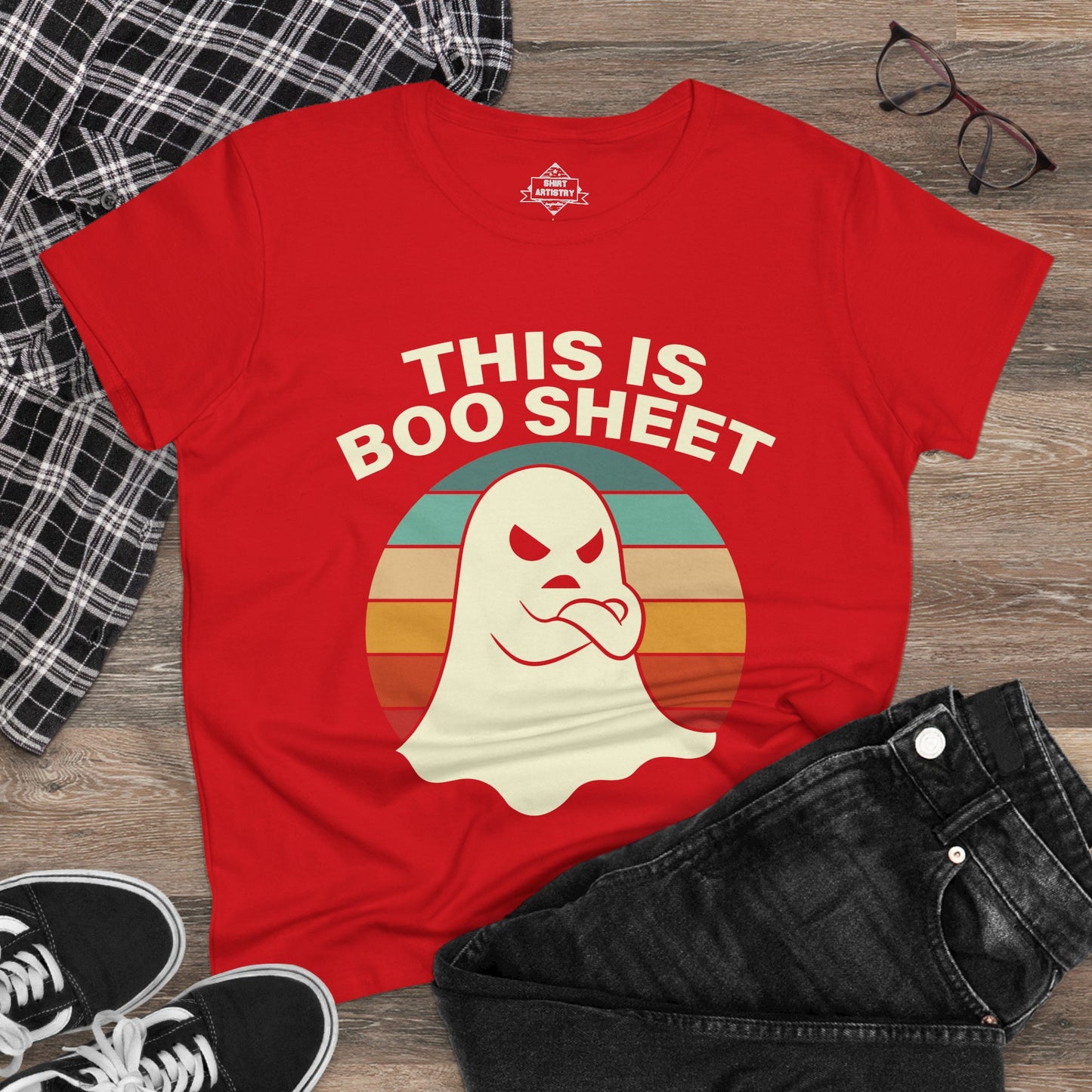 This Is Boo Sheet Funny Halloween | Sarcastic Ghost Shirt for Spooky Season | Retro Ghost Graphic Tee for Men & Women
