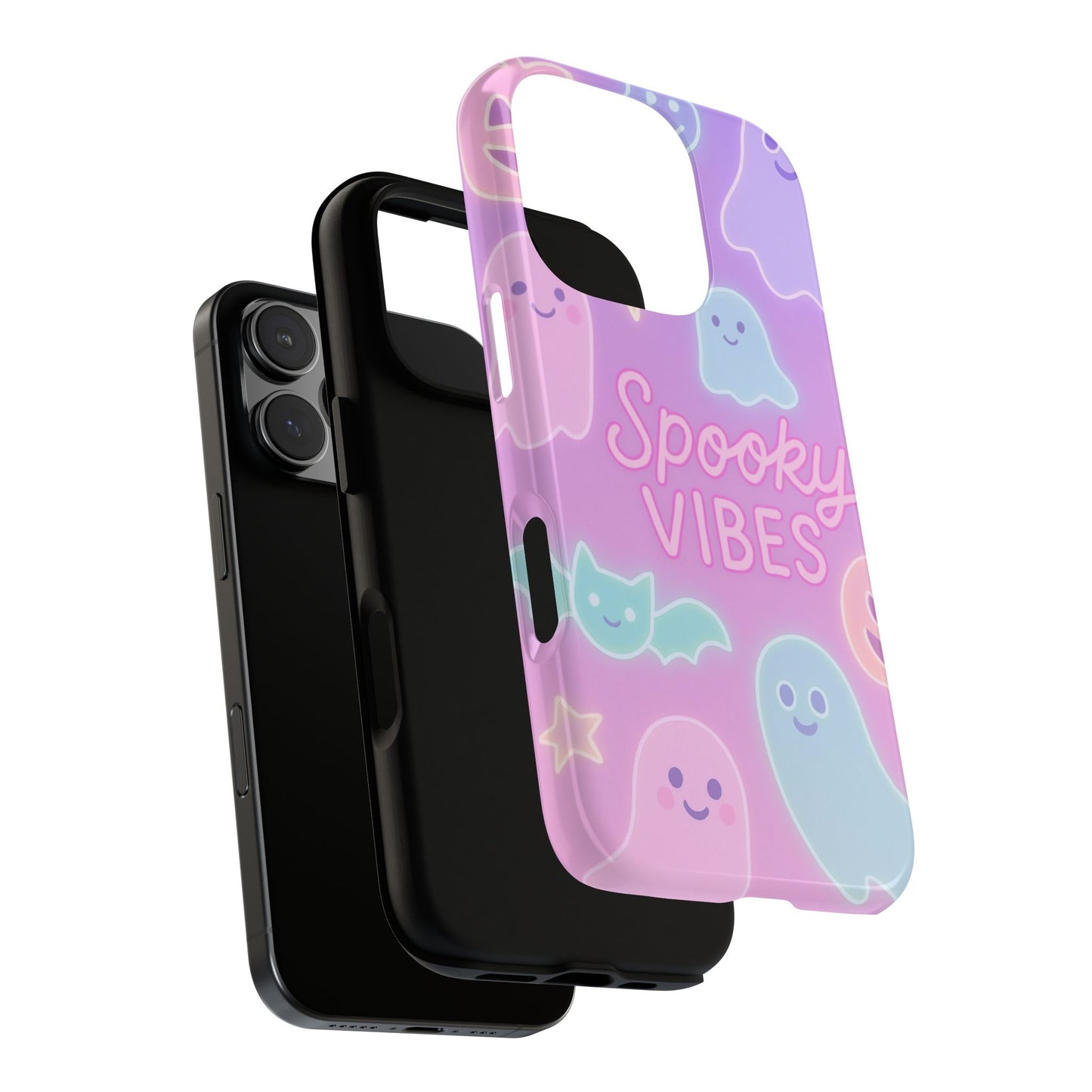 Spooky Vibes Pastel Halloween Design | Cute Ghosts, Pumpkins & Bats Aesthetic Phone Cases