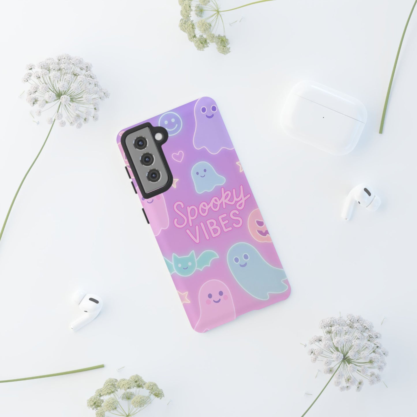 Spooky Vibes Pastel Halloween Design | Cute Ghosts, Pumpkins & Bats Aesthetic Phone Cases
