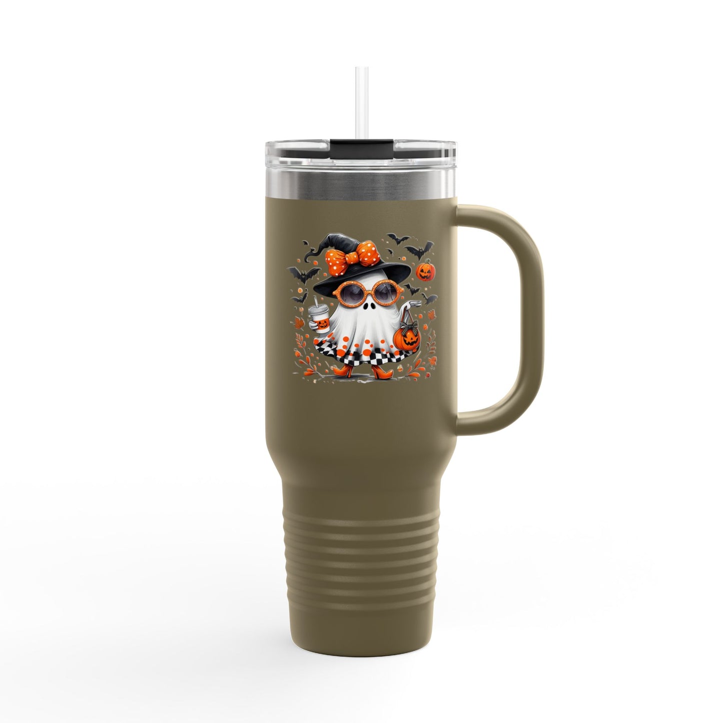 Cute Halloween Ghost  | Trendy Witch Ghost Outfit | Spooky Fall Shirt for Women | Pumpkin Aesthetic Halloween Apparel Gift Travel Mug