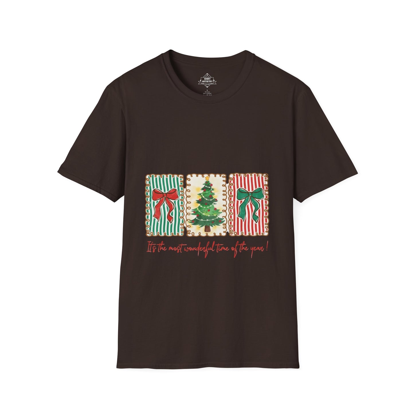 Festive Christmas Tree & Bow Design | It’s the Most Wonderful Time of the Year – Holiday Shirt, Mug, Tote & Home deco