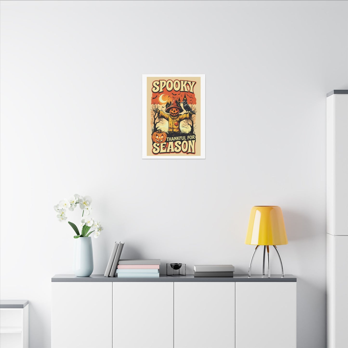 Spooky Thankful for the Season Halloween Scarecrow Vintage Design Canvas Print