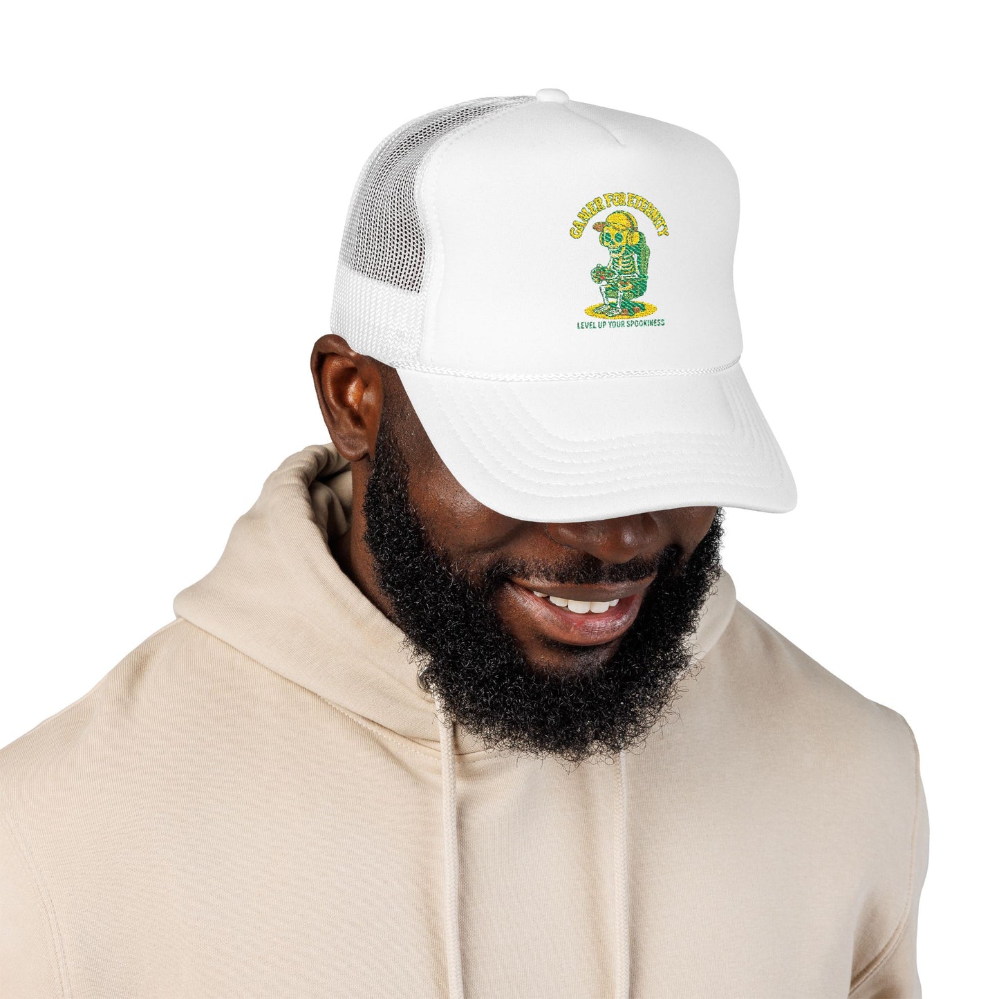 Embroidered Foam Trucker Hat - Cute Cartoon Design for Outdoor Fun, Fashion Accessories, Gift for Her, Unique Summer Style,  Adjustable Cap, Trucker Hat Embroidered