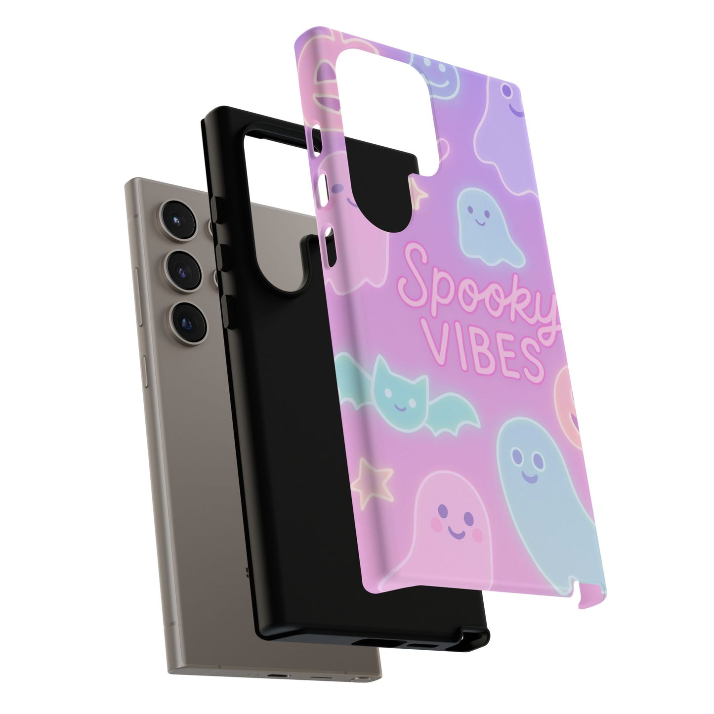 Spooky Vibes Pastel Halloween Design | Cute Ghosts, Pumpkins & Bats Aesthetic Phone Cases