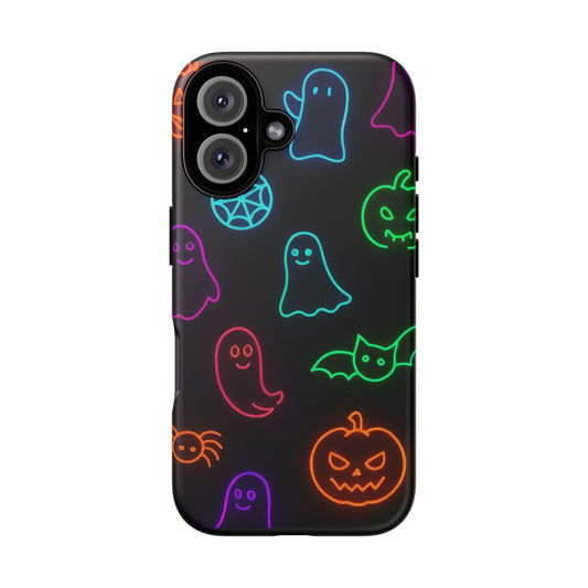 Neon Halloween Pattern | Cute Ghosts, Pumpkins & Bats Glow Design Phone Cases