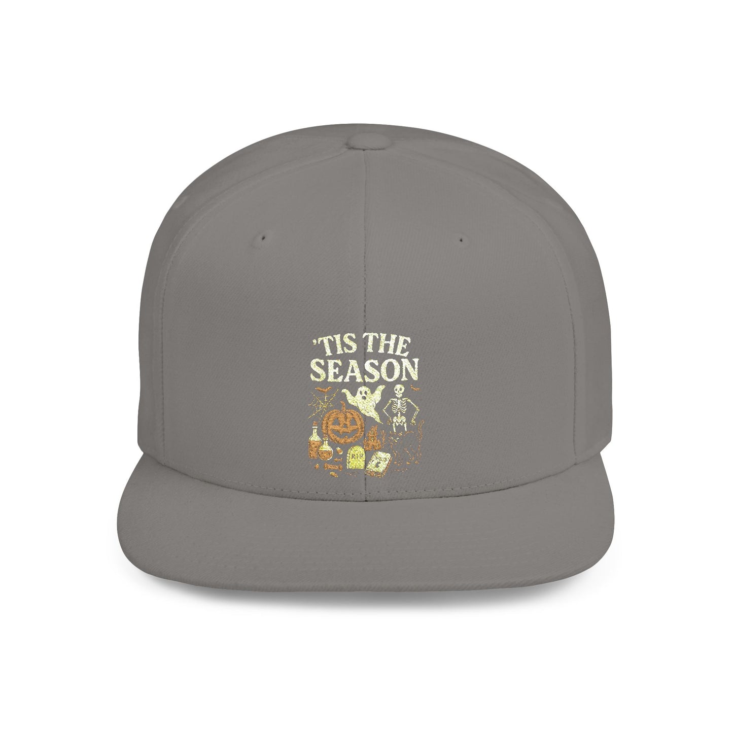 ‘Tis the Season Halloween  | Vintage Spooky Season Shirt with Ghost, Skeleton & Pumpkin | Retro Halloween Graphic Tee for Fall Snapback Cap