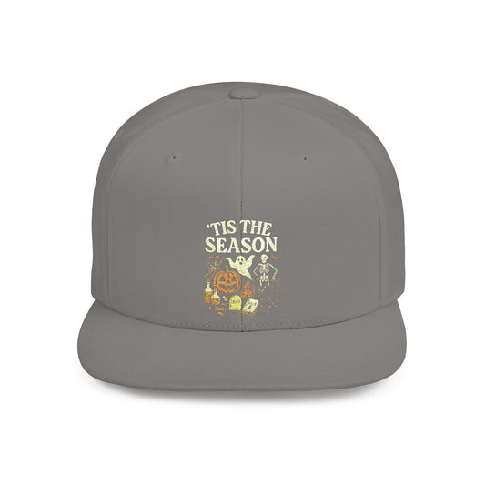 ‘Tis the Season Halloween  | Vintage Spooky Season Shirt with Ghost, Skeleton & Pumpkin | Retro Halloween Graphic Tee for Fall Snapback Cap