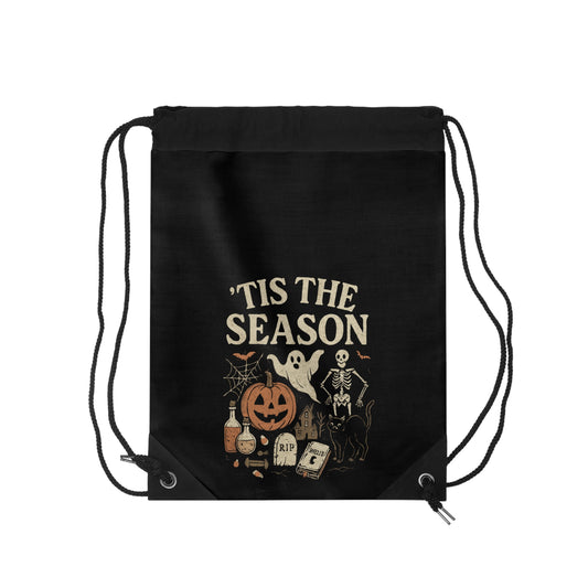 'Tis The Season Drawstring Bag | Halloween Backpack, Trick or Treat Bag, Spooky Gift, Holiday Essentials, Casual Gym Bag Drawstring Bags