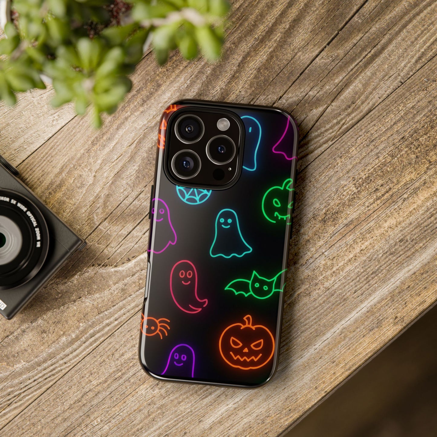 Neon Halloween Pattern | Cute Ghosts, Pumpkins & Bats Glow Design Phone Cases