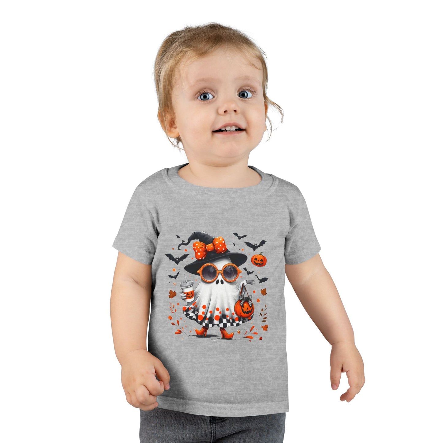 Cute Halloween Ghost T-Shirt | Trendy Witch Ghost Outfit | Spooky Fall Shirt for Women | Pumpkin Aesthetic Halloween Apparel Gift Toddler T-Shirt