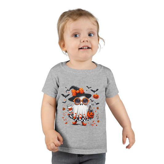 Cute Halloween Ghost T-Shirt | Trendy Witch Ghost Outfit | Spooky Fall Shirt for Women | Pumpkin Aesthetic Halloween Apparel Gift Toddler T-Shirt