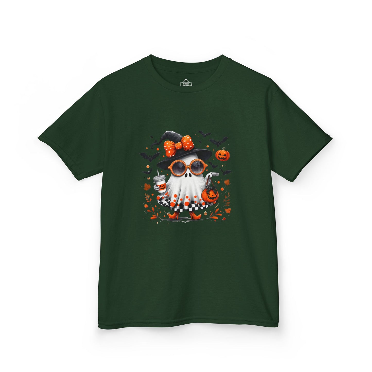 Cute Halloween Ghost T-Shirt | Trendy Witch Ghost Outfit | Spooky Fall Shirt for Women | Pumpkin Aesthetic Halloween Apparel Gift , Kids T-Shirts