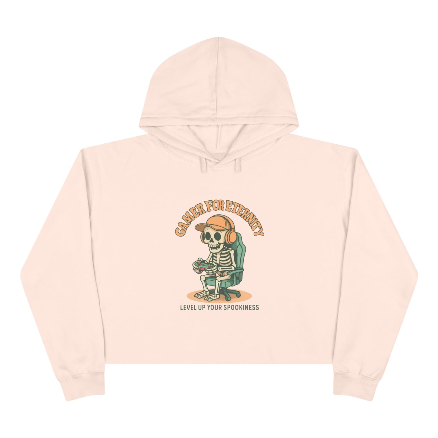Gamer Crop Hoodie, Cute Skeleton Hoodie, Level Up Your Spookiness, Halloween Sweater, Gaming Apparel, Fun Casual Wear