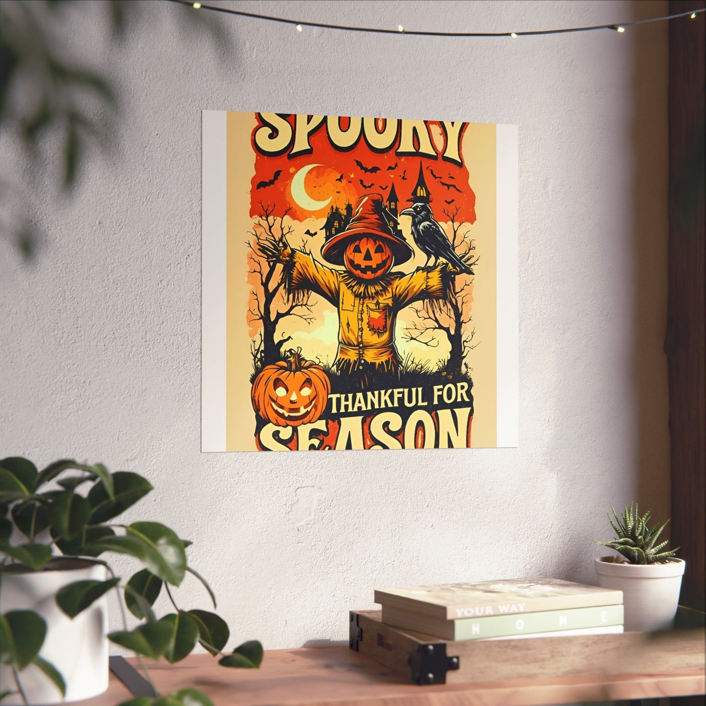 Spooky Thankful for the Season Halloween Scarecrow Vintage Design Poster