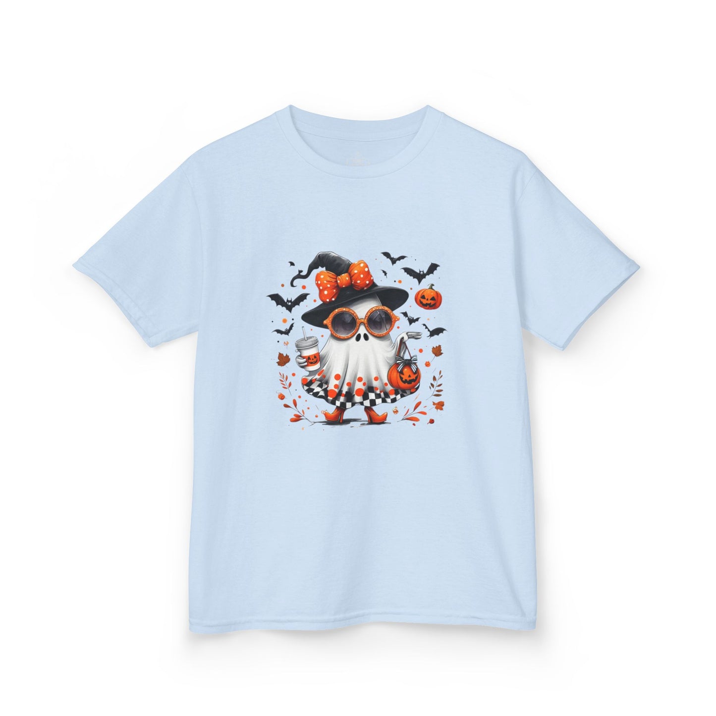 Cute Halloween Ghost T-Shirt | Trendy Witch Ghost Outfit | Spooky Fall Shirt for Women | Pumpkin Aesthetic Halloween Apparel Gift , Kids T-Shirts