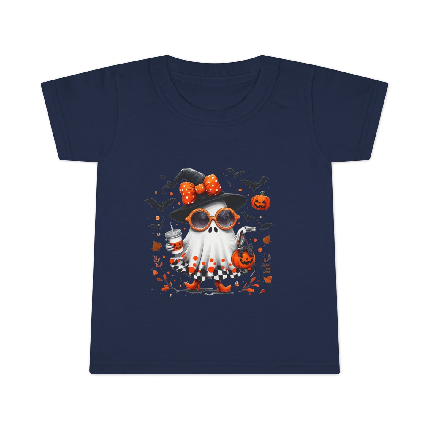 Cute Halloween Ghost T-Shirt | Trendy Witch Ghost Outfit | Spooky Fall Shirt for Women | Pumpkin Aesthetic Halloween Apparel Gift Toddler T-Shirt