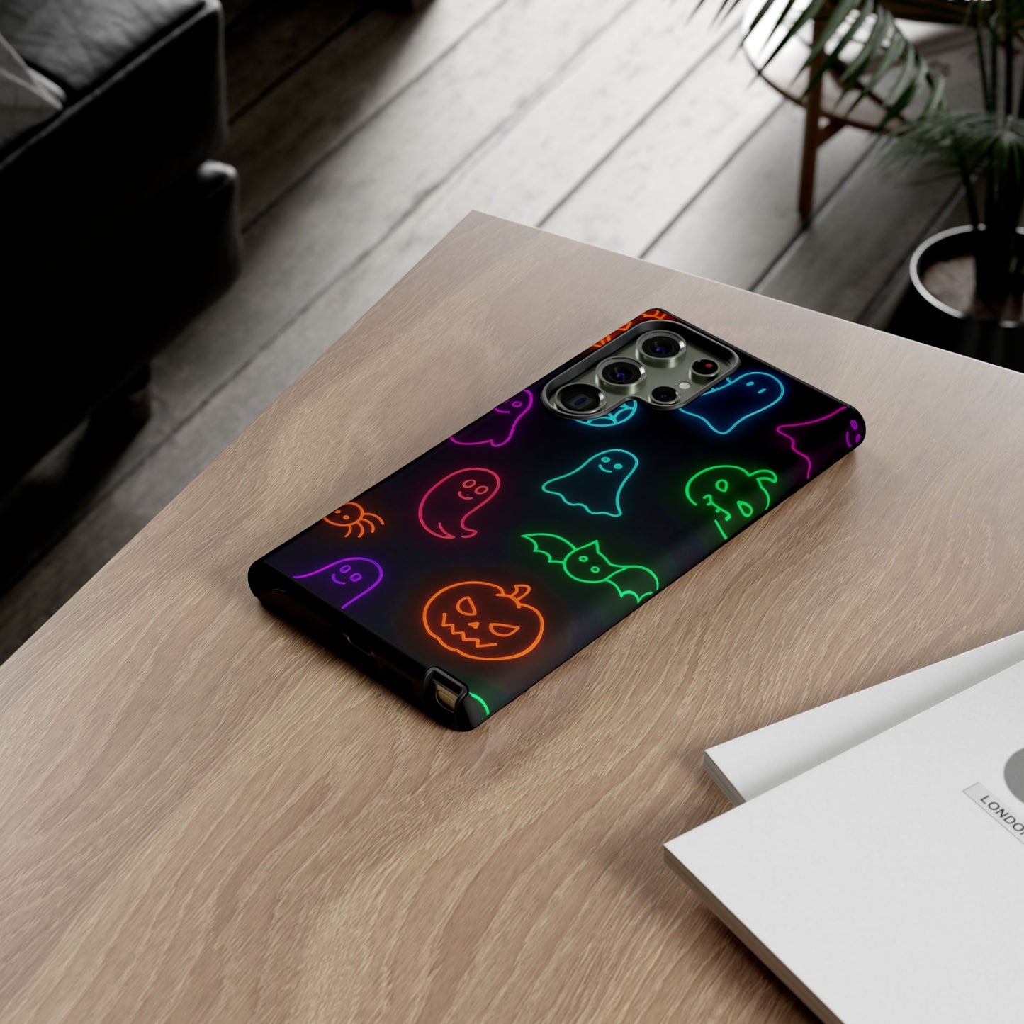 Neon Halloween Pattern | Cute Ghosts, Pumpkins & Bats Glow Design Phone Cases