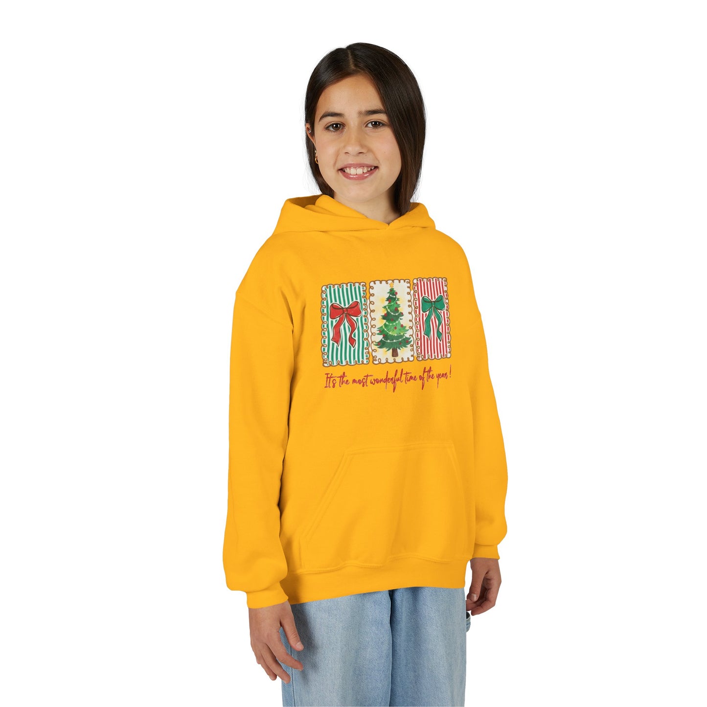 Festive Christmas Tree & Bow Design | It’s the Most Wonderful Time of the Year – Holiday Shirt, Mug, Tote & Home Decor Kids Hoodie