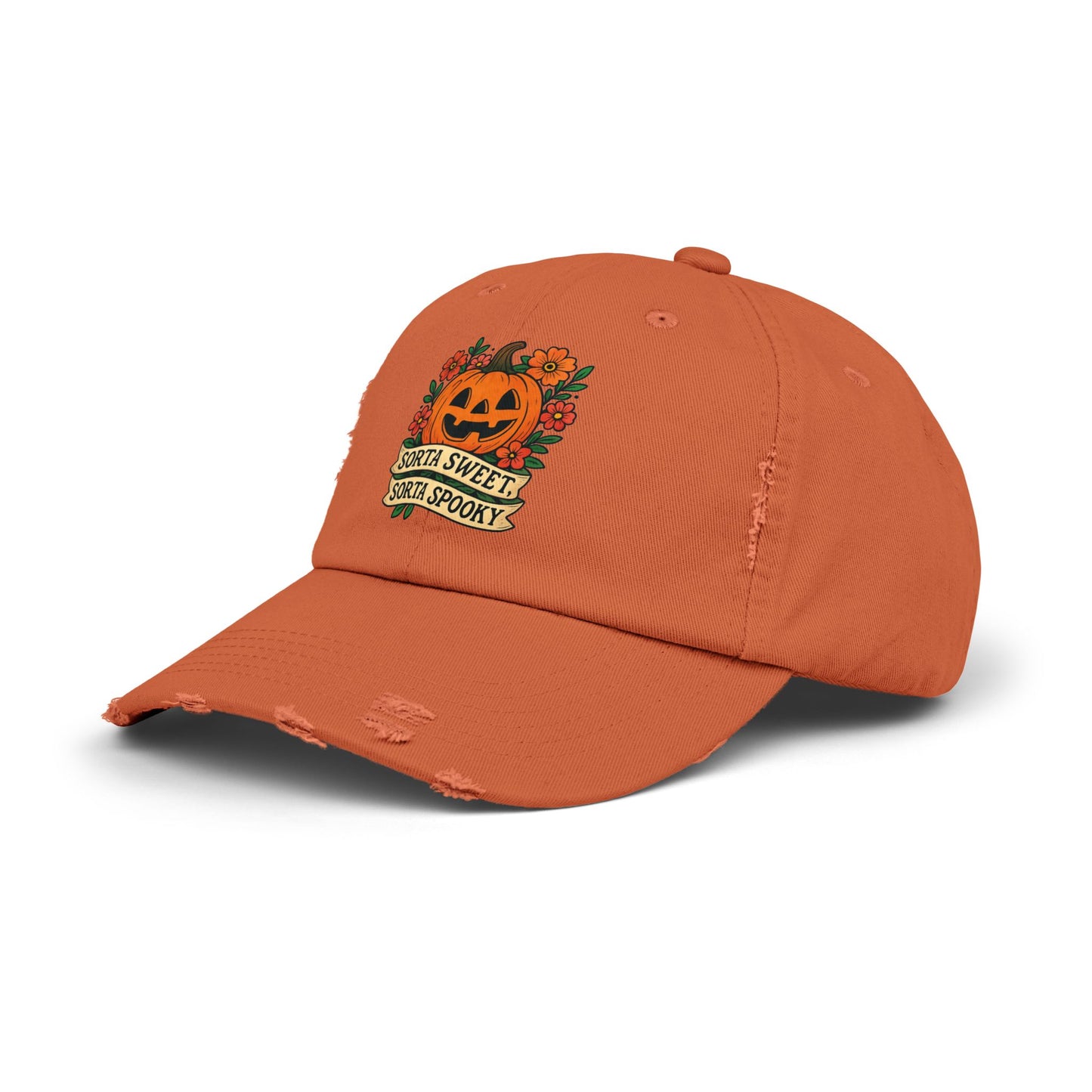 Cute Pumpkin Design – Sorta Sweet, Sorta Spooky Halloween Artwork Distressed cap
