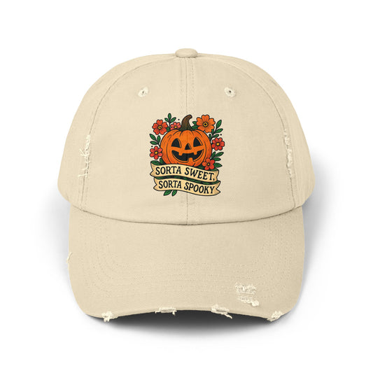 Cute Pumpkin Design – Sorta Sweet, Sorta Spooky Halloween Artwork Distressed cap