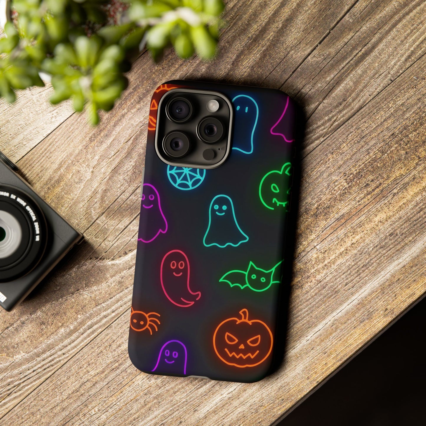 Neon Halloween Pattern | Cute Ghosts, Pumpkins & Bats Glow Design Phone Cases