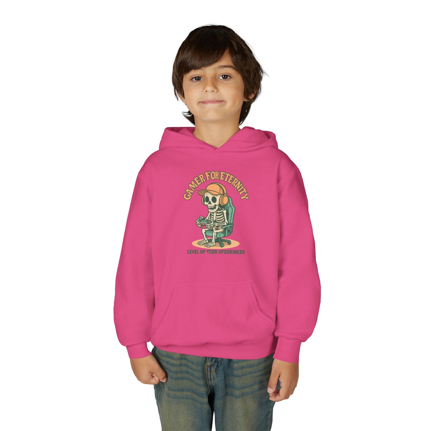 Cool Skeleton Gamer Youth Hoodie, Casual Streetwear, Perfect for Gamers, Halloween, Birthday, and Everyday Wear, Kids Hoodies