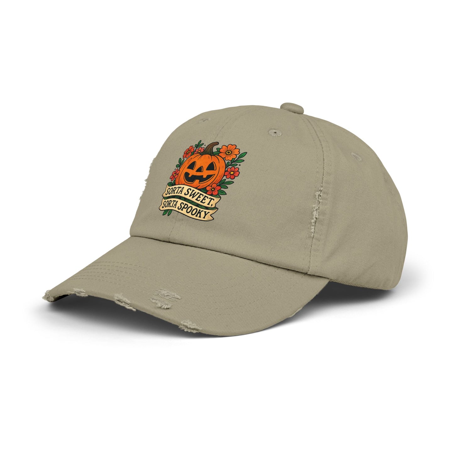 Cute Pumpkin Design – Sorta Sweet, Sorta Spooky Halloween Artwork Distressed cap