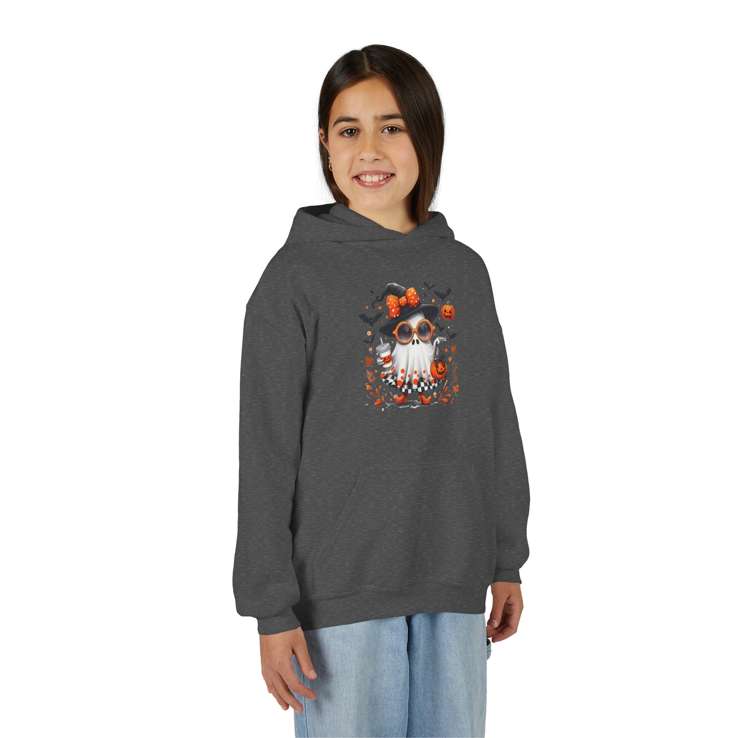Cute Halloween Ghost T-Shirt | Trendy Witch Ghost Outfit | Spooky Fall Shirt for Women | Pumpkin Aesthetic Halloween Apparel Gift Kids Hoodie