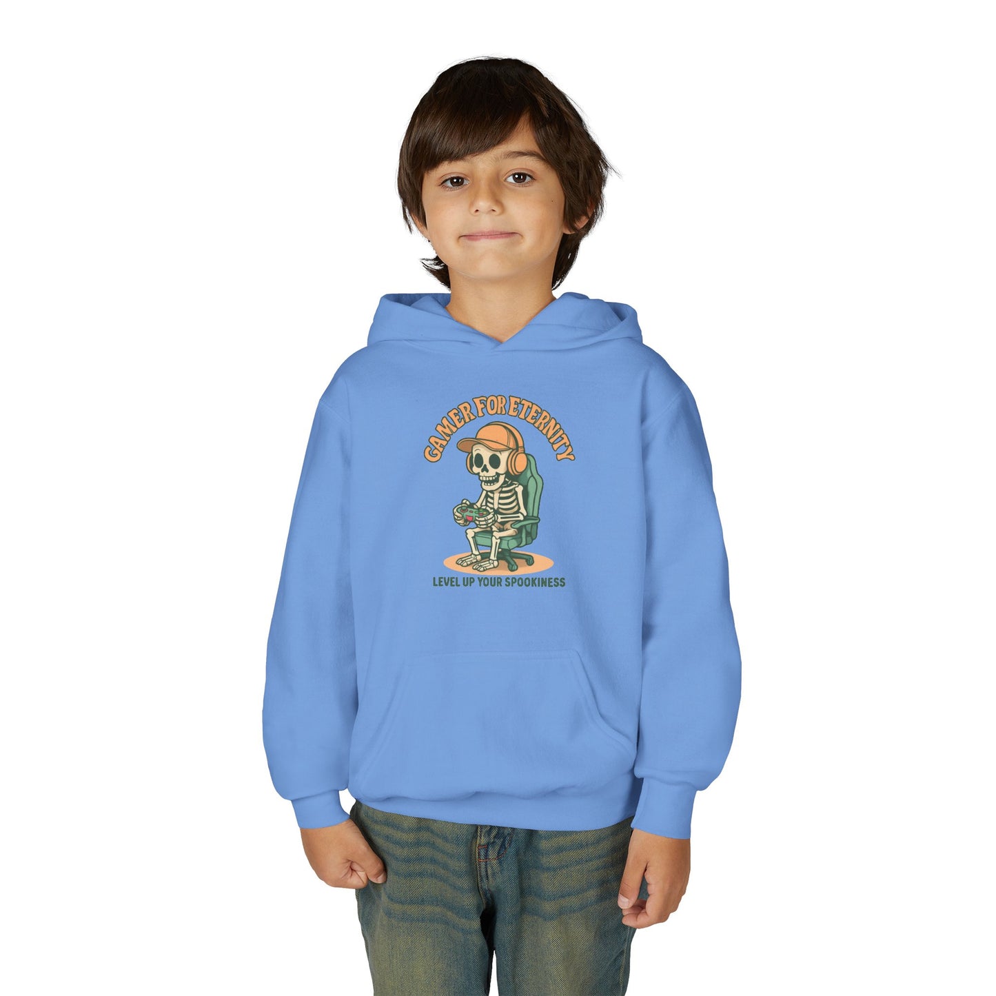 Cool Skeleton Gamer Youth Hoodie, Casual Streetwear, Perfect for Gamers, Halloween, Birthday, and Everyday Wear, Kids Hoodies