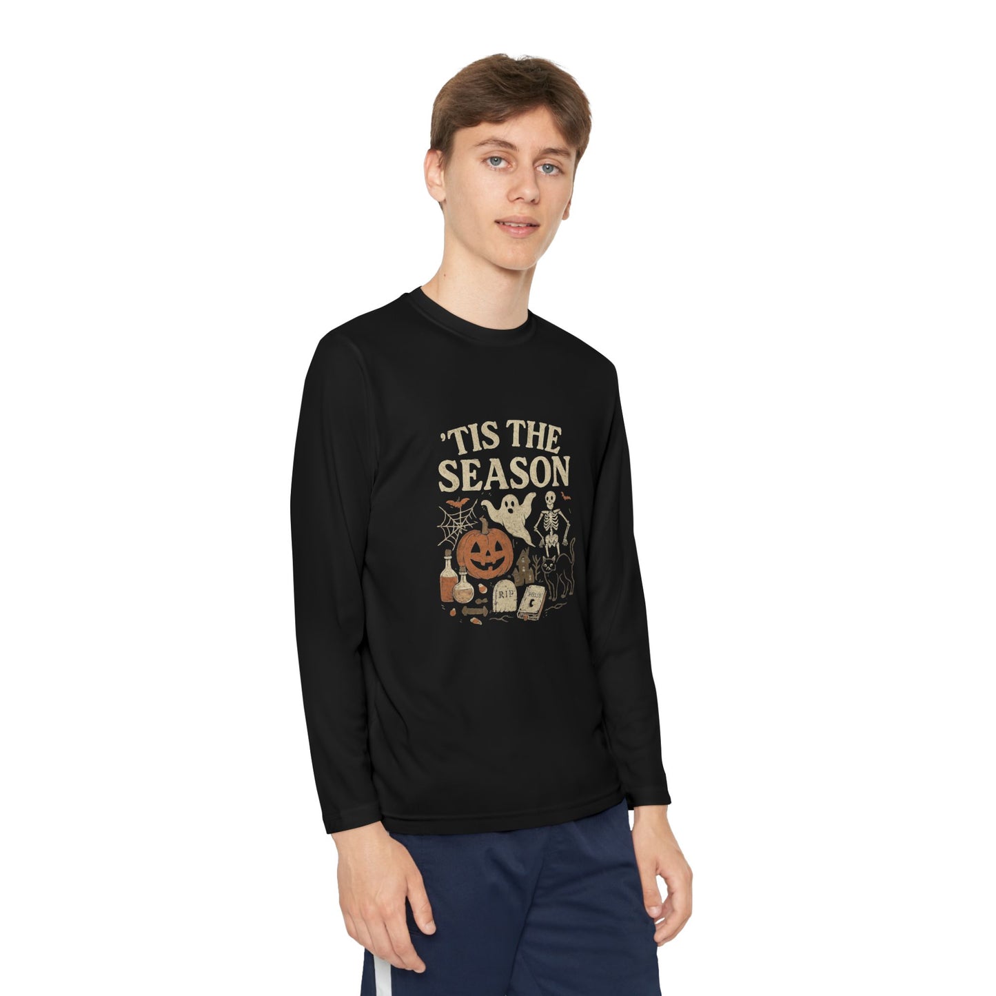 ‘Tis the Season Halloween  | Vintage Spooky Season Shirt with Ghost, Skeleton & Pumpkin | Retro Halloween Graphic Tee for Fall