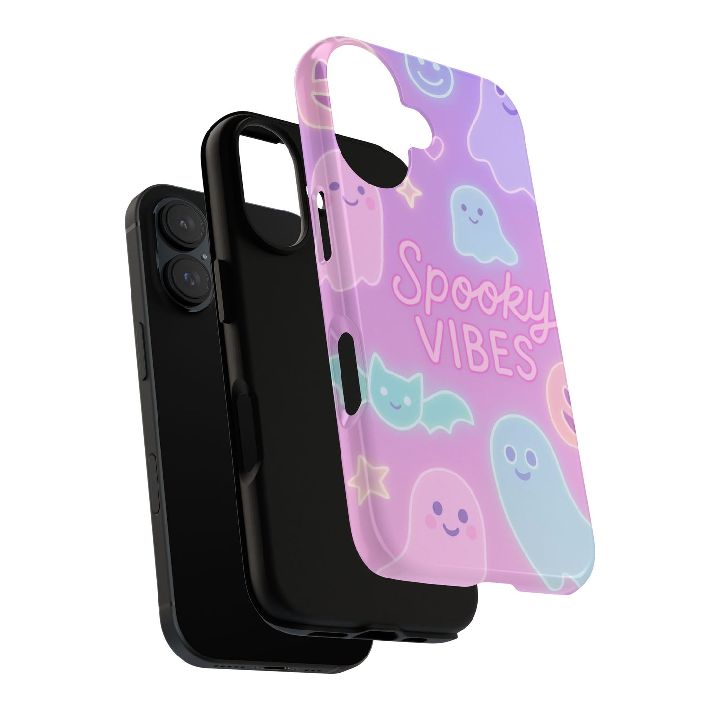Spooky Vibes Pastel Halloween Design | Cute Ghosts, Pumpkins & Bats Aesthetic Phone Cases