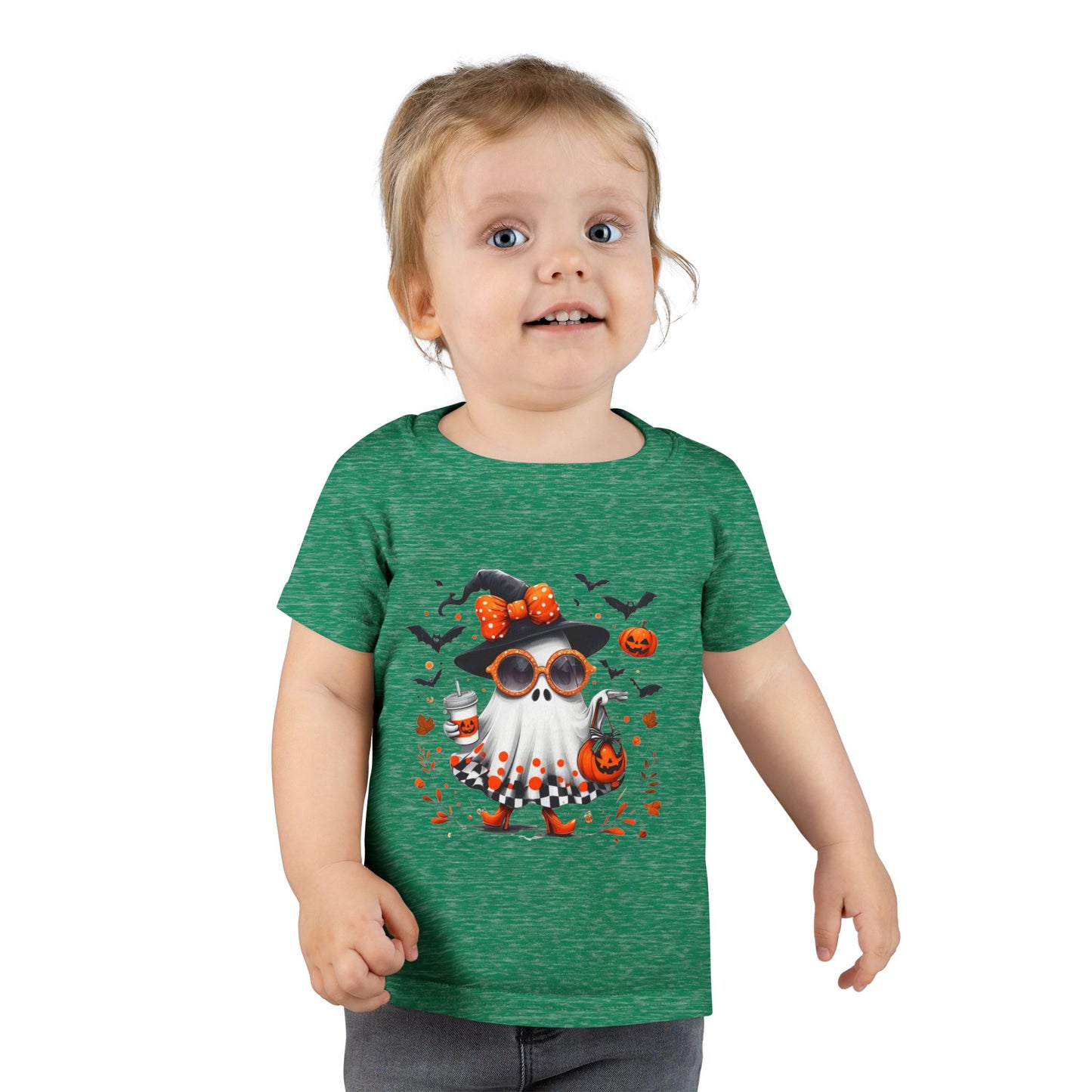 Cute Halloween Ghost T-Shirt | Trendy Witch Ghost Outfit | Spooky Fall Shirt for Women | Pumpkin Aesthetic Halloween Apparel Gift Toddler T-Shirt