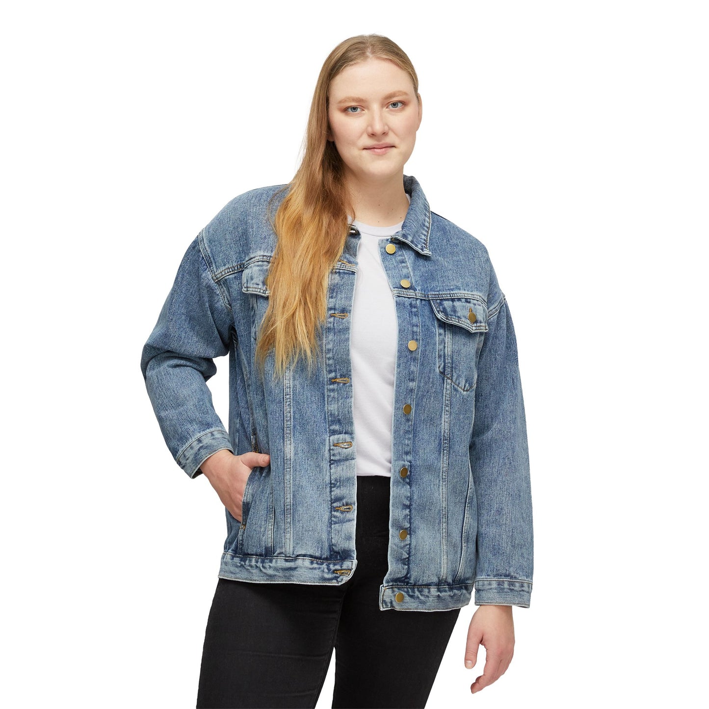 Spooky Vibe Women's Denim Jacket, Halloween Fashion, Ghost Print Jacket, Casual Fall Outfit, Layering Jacket, Unique Gift Idea