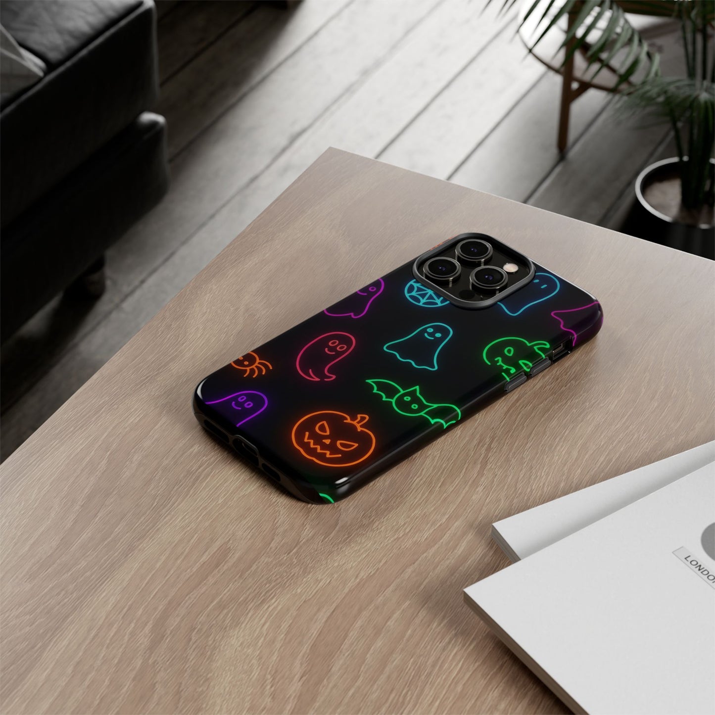 Neon Halloween Pattern | Cute Ghosts, Pumpkins & Bats Glow Design Phone Cases