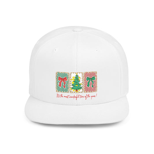Festive Christmas Tree & Bow Design | It’s the Most Wonderful Time of the Year – Holiday Shirt, Mug, Tote & Home Decor Snapback Cap