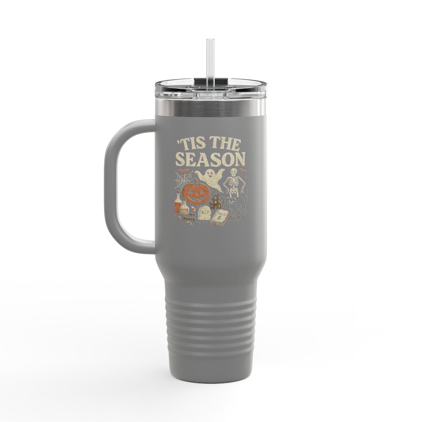 ‘Tis the Season Halloween Design | Vintage Spooky Season Ghost & Skeleton Artwork | Retro Halloween Apparel & Gift Idea Travel Mug