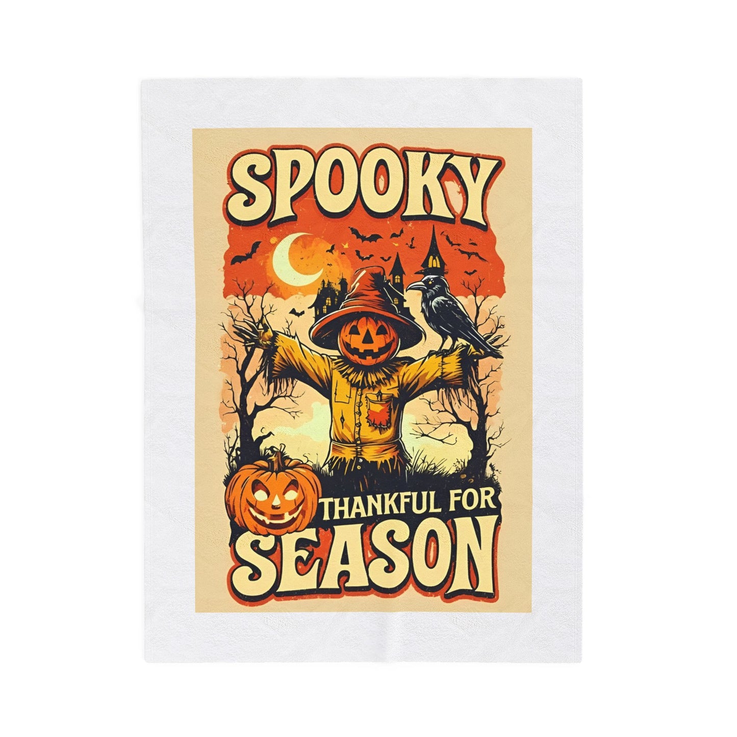 Spooky Thankful for the Season  – Halloween Pumpkin Scarecrow Poster | Autumn Fall Décor Blanket