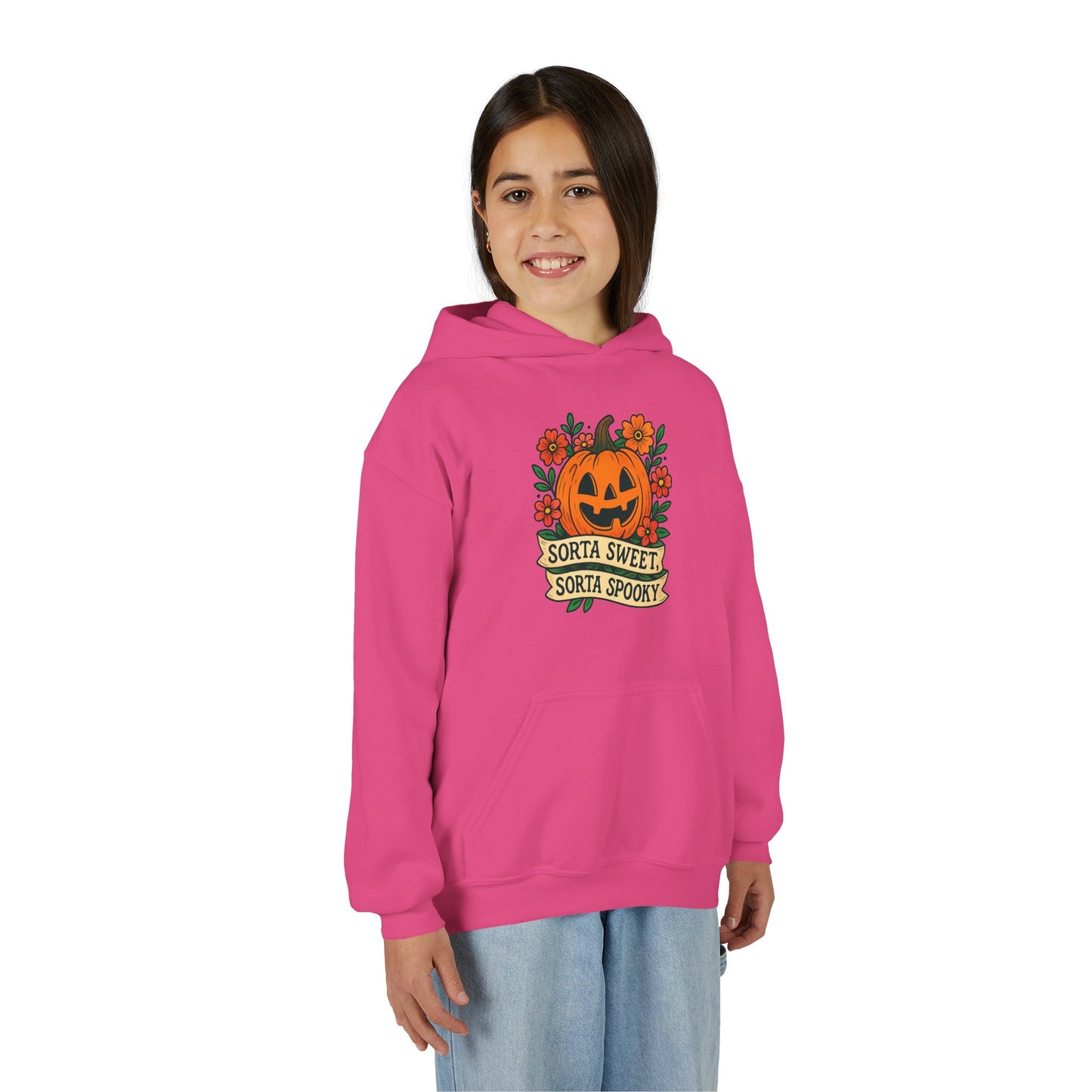 Cute Pumpkin Design – Sorta Sweet, Sorta Spooky Halloween Artwork Kids Hoodies