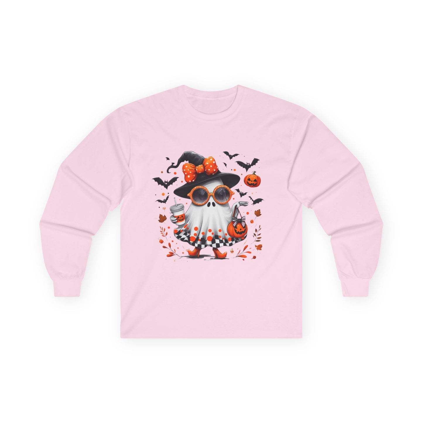 Trendy Halloween Ghost with Witch  Sunglasses | Cute Spooky Chic Pumpkin Art Print | Fashion Ghost Fall Aesthetic Design