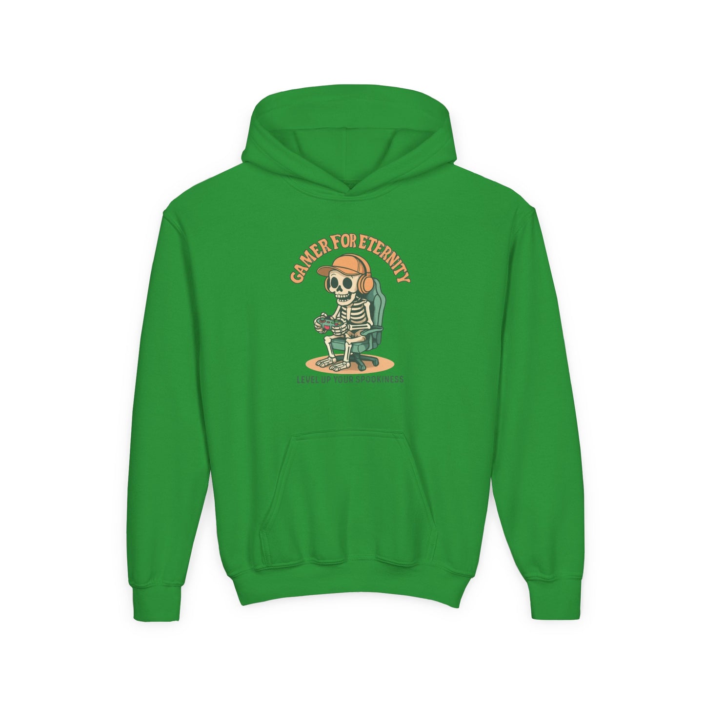 Cool Skeleton Gamer Youth Hoodie, Casual Streetwear, Perfect for Gamers, Halloween, Birthday, and Everyday Wear, Kids Hoodies